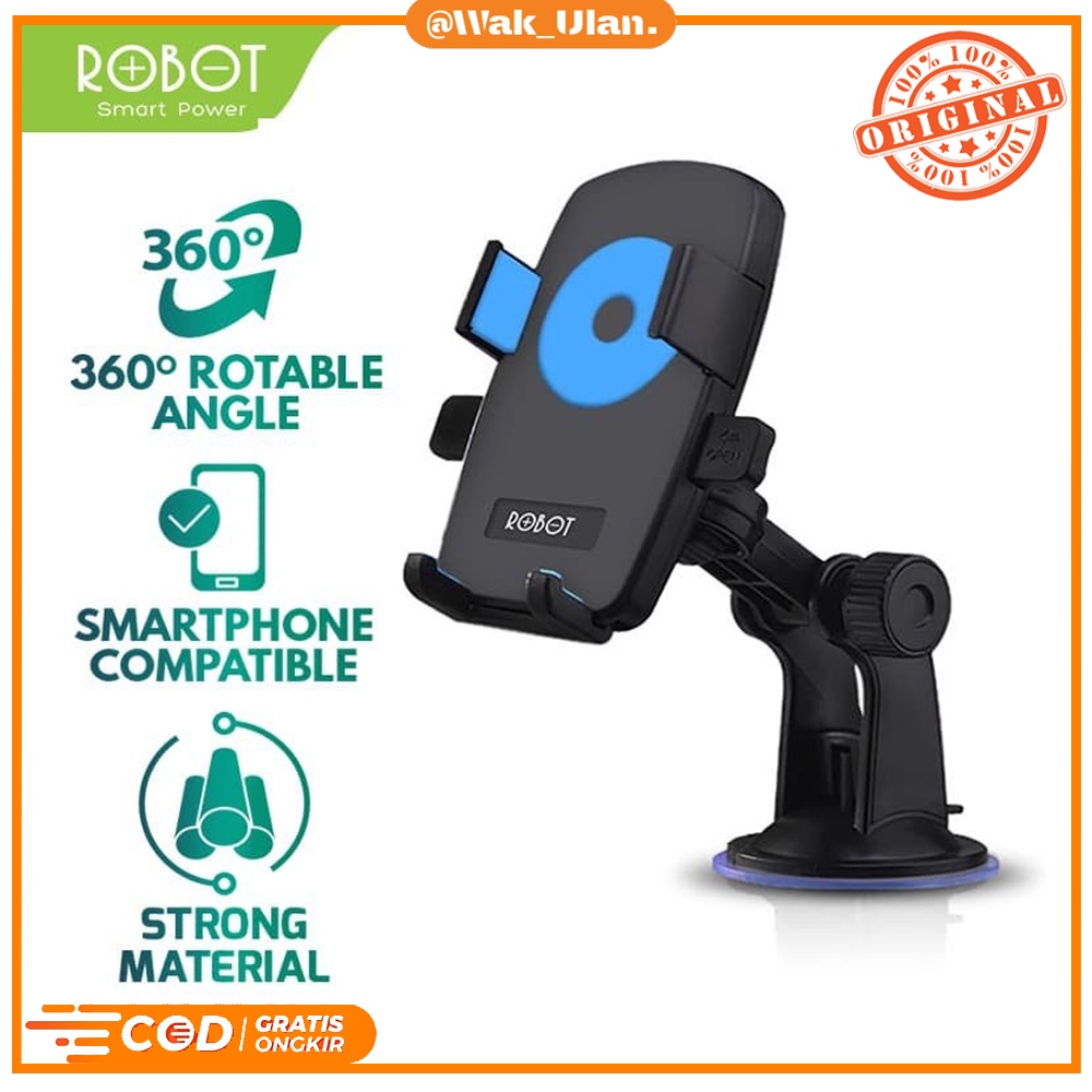 Robot RT-CH01 RT CH01 Dudukan Stand Holder Car Motor mobil 360 Rotatable Blue Black smartphone HP universal