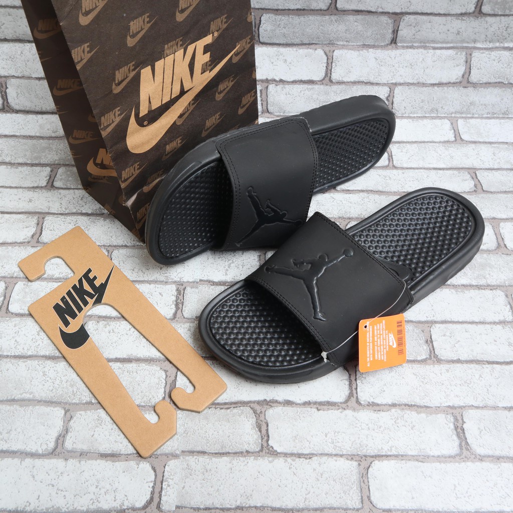 SENDAL FLIP FLOP SLIP SANDAL SPORT KASUAL COWO CEWE DEWASA KARET PRIA SLIDE HITAM POLOS