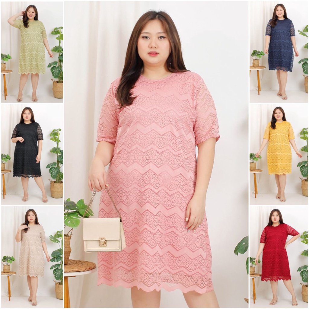 (XXL Jumbo) Dress Ivana Big Size Brukat Malika Jumbo / Dres Brokat XXL / Dress Bigsize XL Malika / Dress Brokat / Dress Natal Imlek / Dress Gereja / Dress Murah