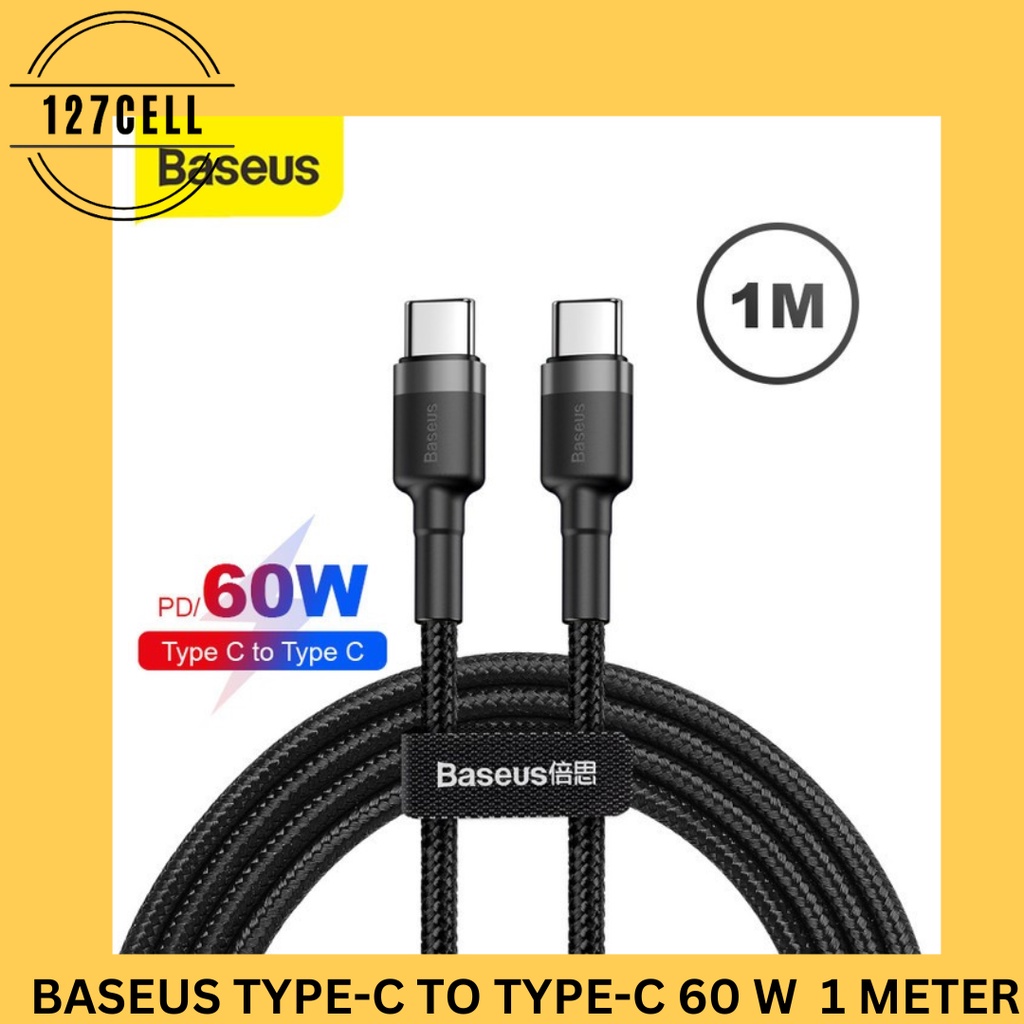 KABEL DATA TYPE C BASEUS FAST CHARGING TO  TYPE C PD 2.0 60W FAST CHARGE 20V 3A 1M ANDROID SAMSUNG OPPO VIVO XIAOMI