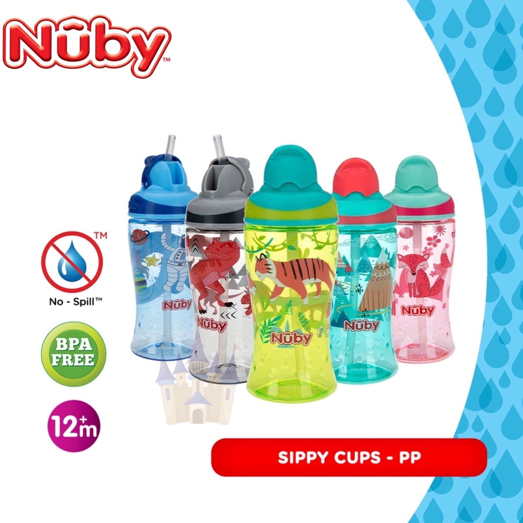 NUBY - Tritan Flip It Cup 532ml - Tritan FlipIt Glitter Bottle - 360ml Sport Bottle Flip It - Botol Minum Anak