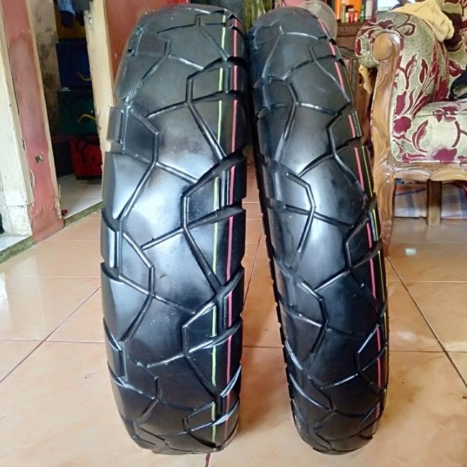 BAN SEMI TRAIL SEPASANG UK 130/70 110/70 RING 17 TUBLES MEREK ASPIRA PREMIO TERENO