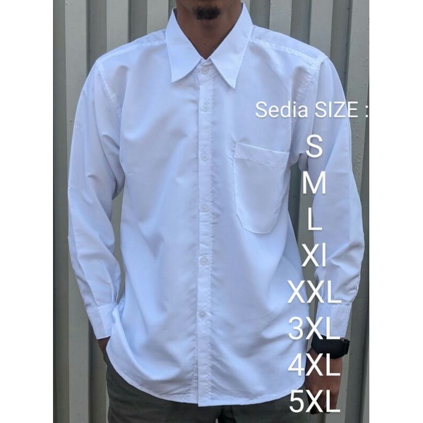Baju Kemeja Cowok Putih Polos Lengan Panjang Hem Pria Kantor/Kuliyah/Kerja SIZE S,M,L,XL,XXL,JUMBO