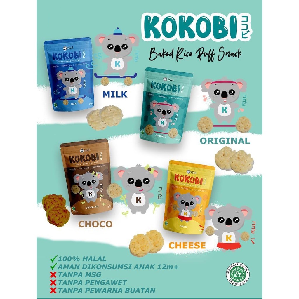 Snack Sehat Cemilan Anak Abe Food Kokobi Baked Rice Puffs Cheese 80gr