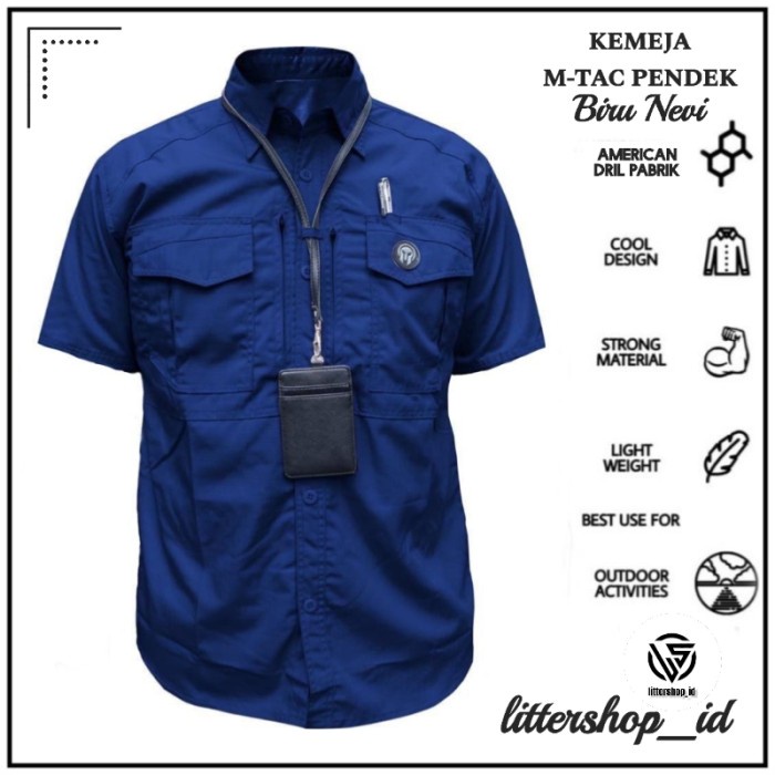 DISKON COD Kemeja Tactikal PDL Lapangan Outdoor Baju Taktikal Komunitas Kerja - Biru Nevi, S