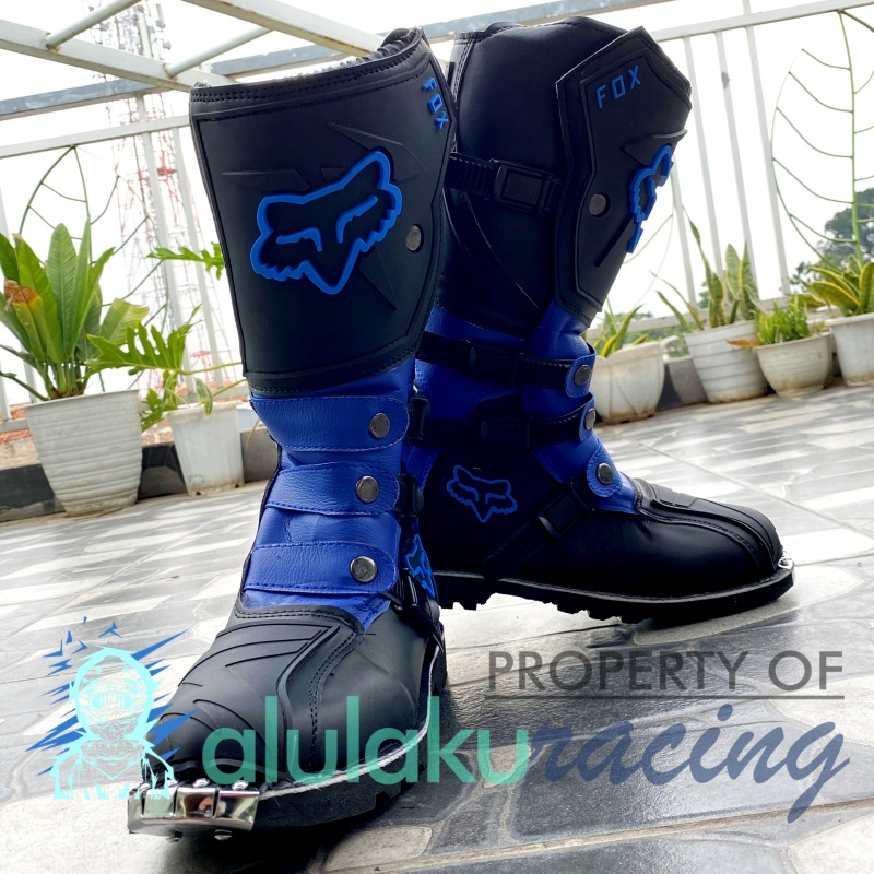 Sepatu Trail Motocross X Lokal Boots Riding SV Premium Quality with Safety Protectors - Blue