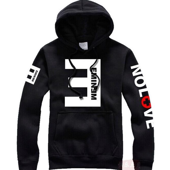 jaket hoodie sweater eminem hitam
