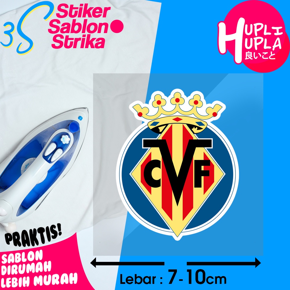 Stiker Sablon Setrika Villareal Klub Sepak Bola Liga Spanyol Sticker Emblem Gosok Untuk Baju dan Jer
