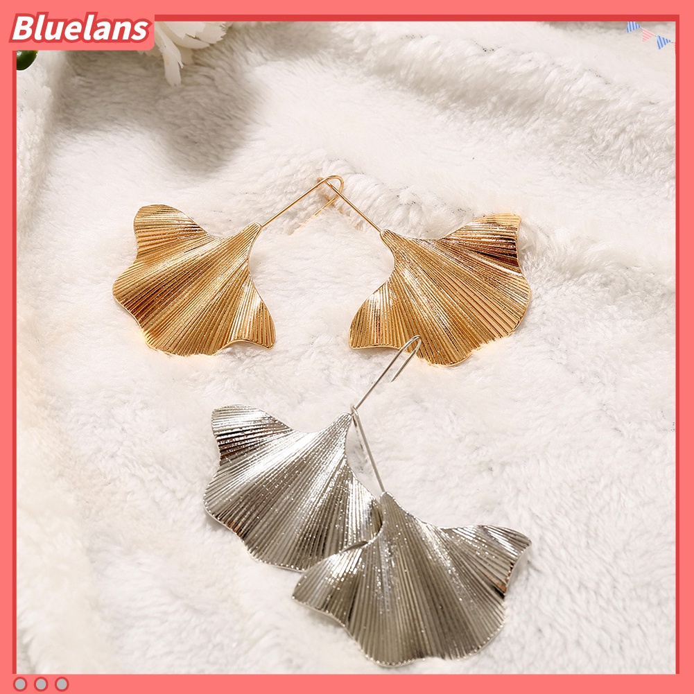 Anting Kait Gantung Wanita Bentuk Daun Ginkgo Geometris Untuk Pesta