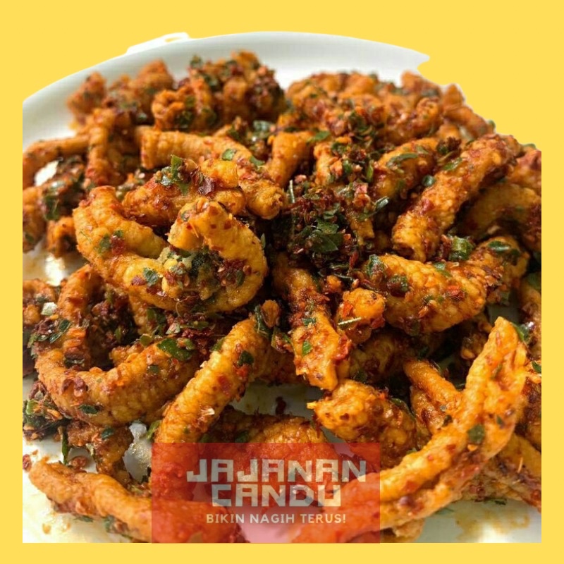 

Usus krispy pedas daun jeruk usus pedas kriuk cemilan pedas usus ayam pedas daun jeruk keripik usus pedas