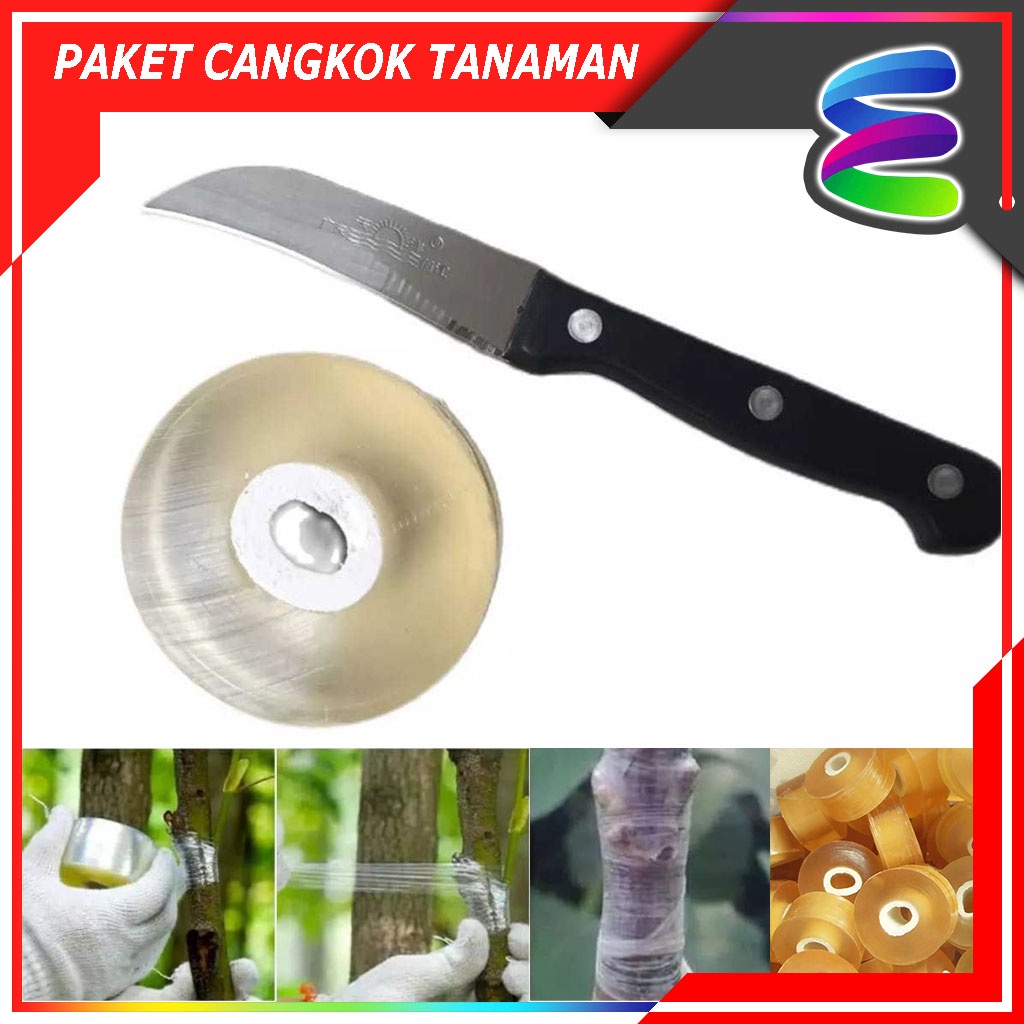 Alat Okulasi Tanaman Grafting Tape Peralatan Cangkok Tanaman Plastik Okulasi &amp; Pisau Okulasi Tanaman