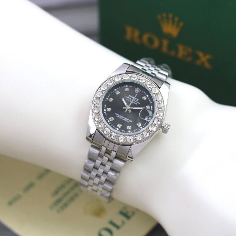 PROMO Jam Tangan Wanita Anti Air/Jam Tangan Rantai Rolex Tanggal Free Bok TERMURAH