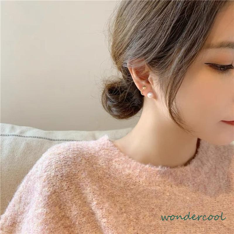 Anting Mutiara Temperamen Anting Desain Sederhana Wanita S925 Anting Kepribadian Perak S925-Won