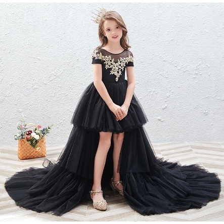 Gaun anak -Gaun Panjang Putri Duyung Anak Perempuan Bunga Gaun Pengiring Pengantin Anak-anak Gaun Tu