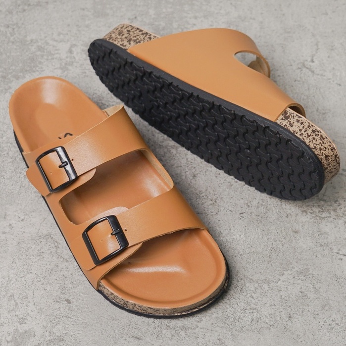 SARASARA YUK - Sandal Wanita Slop Casual Model Birken Sol Puyuh SARA SARA JINNY Sendal Selop Cewek Kulit Santai Strap Gesper Ban dua Empuk Size 36 37 38 39 40 Warna Brown Coksu Soft Anti Slip Premium Original Kekinian Terbaru Shoes ORI Mall Official Store