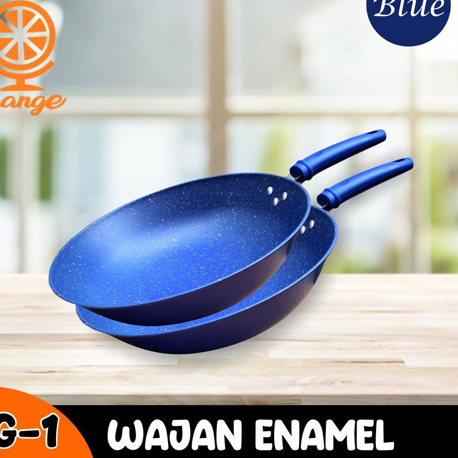 Harga Promo--[SERBU MURAH] Wajan GAGANG Enamel Warna Warni Anti Lengket