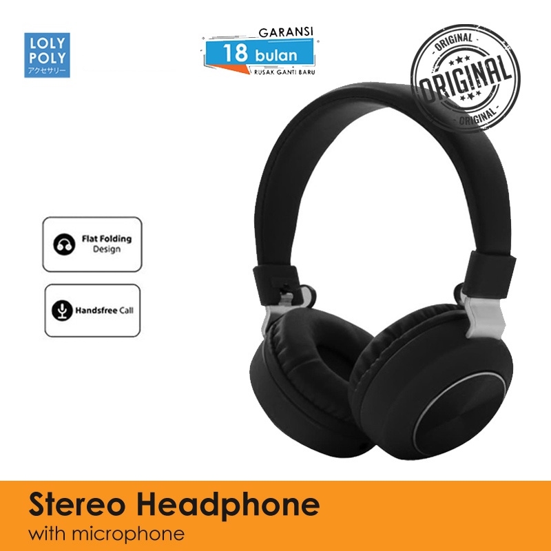 Lolypoly Headphone  175 Headset Extra Bass Over Ear With Kabel + Microphone