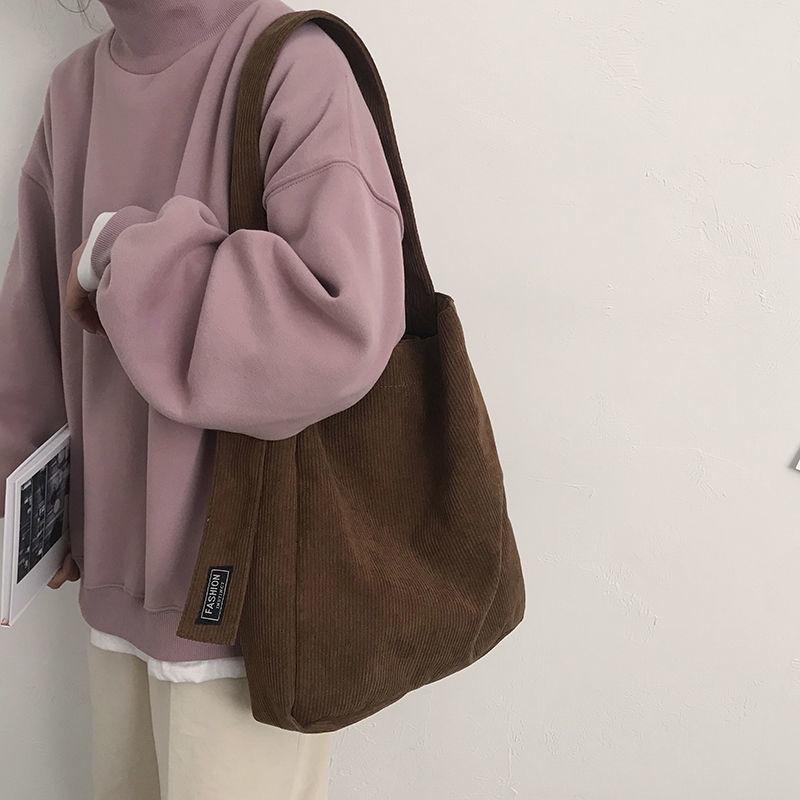 tas euck tas webe original tas uniqlo nylon tas sling bag wanita besar tas bahu wanita besar sear ✆✓✇2023 musim gugur dan musim dingin baru tas kanvas retro korduroi tas bahu tas kelas siswa berkapasitas besar all-match messenger bag