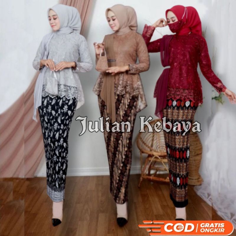 SETELAN KEBAYA AURORA SELENDANG / SET KEBAYA MODERN / KEBAYA BROKAT KONDANGAN WISUDA LAMARAN SAGE GR