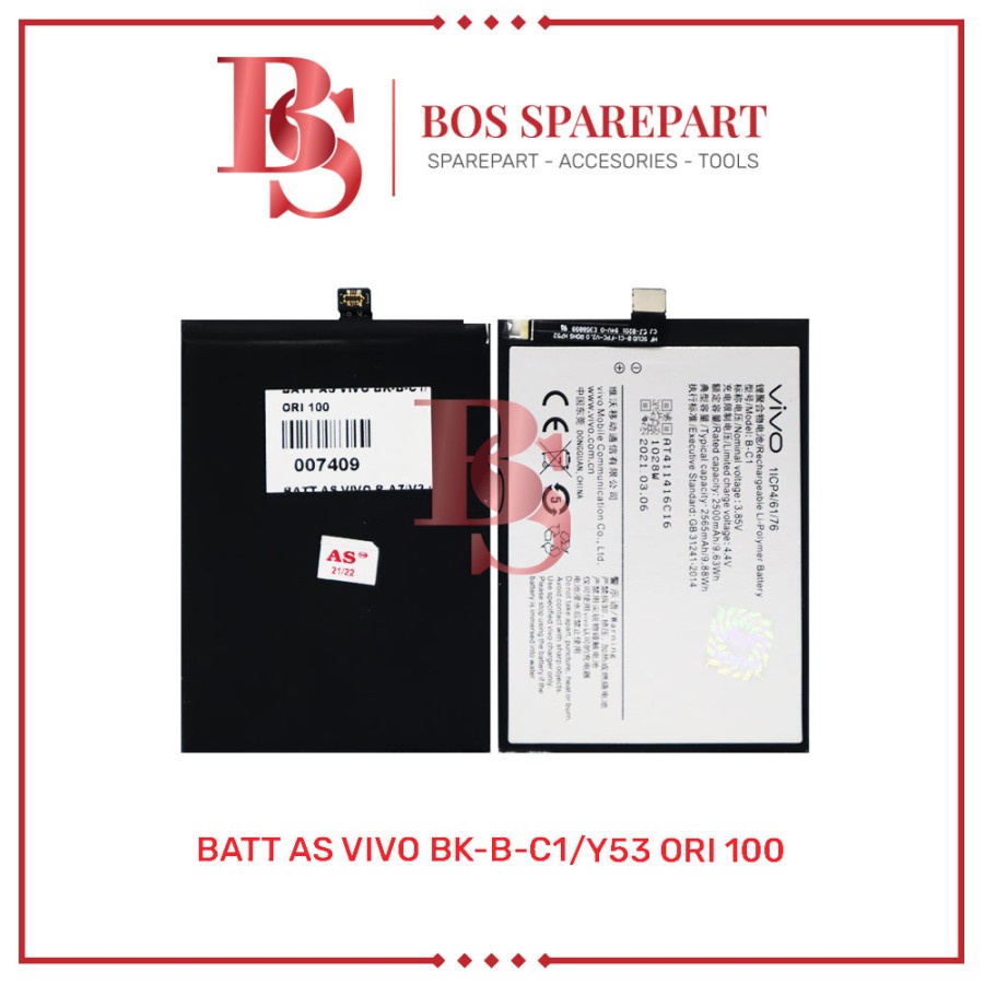 BATERAI AS VIVO BK - B-C1 / Y53 ORI 100 / BATTERY / BATRE