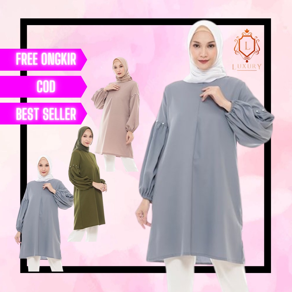 Tunik Syari Terbaru Model Baju Blouse Turki Modern Murah Ori Kekinian Perempuan Wanita Muslim Turkey