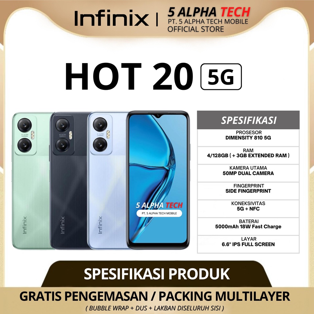 INFINIX HOT 20 5G NFC 4/128GB GARANSI RESMI