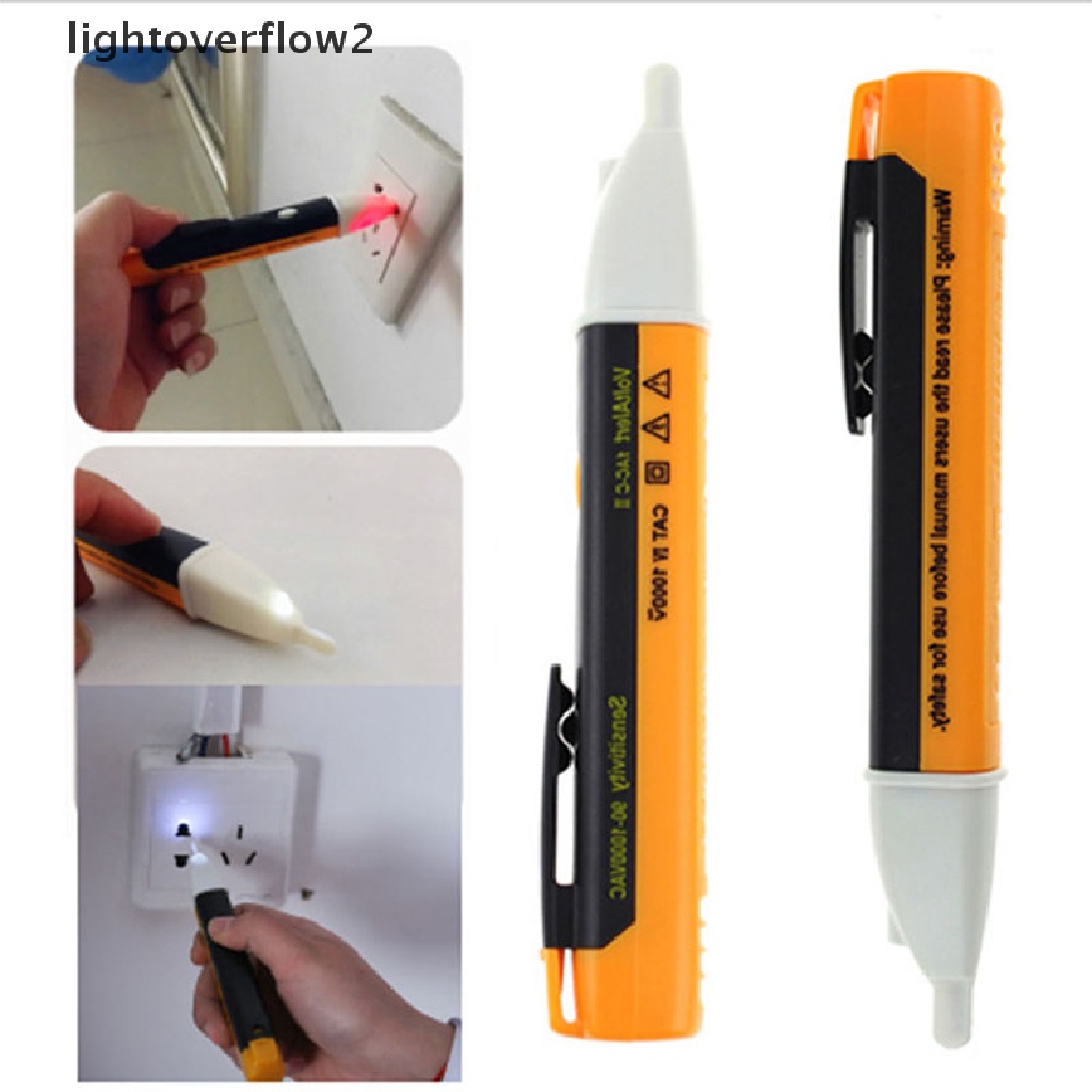 (lightoverflow2) Pena Tester Sensor Tegangan Listrik Non-Kontak AC 90-1000V Dengan Lampu LED (ID)