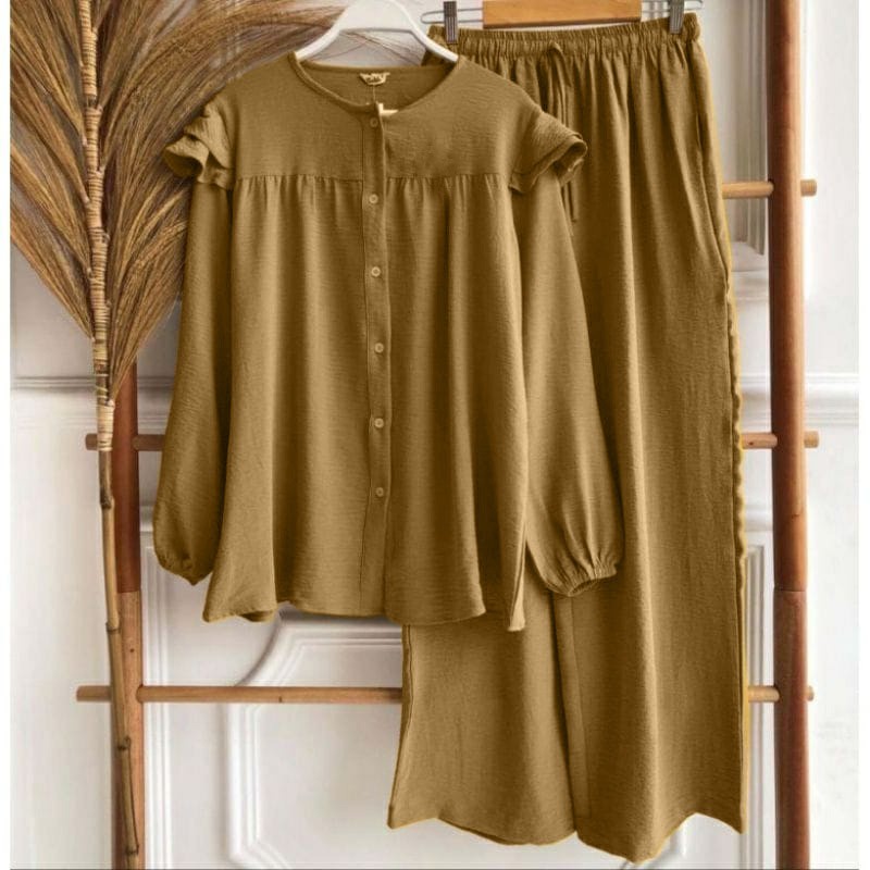 SETELAN CELANA YOVIE CRINCLE AIRFLOW PAKAIAN WANITA DAILY BASIC
