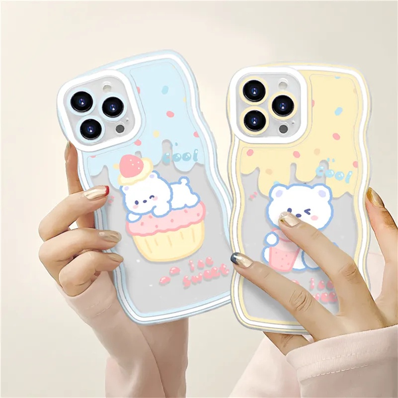 Casing Soft Case Karet Tebal Motif Kartun Beruang Untuk iPhone 14 13 12 11 Pro Max X Xr Xs Max 8 7 6 6s Plus