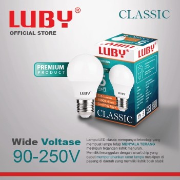 Lampu LED LUBY Classic 5 Watt Bohlam Bulb 5W W cahaya putih Cool Daylight CDL 6500K E27