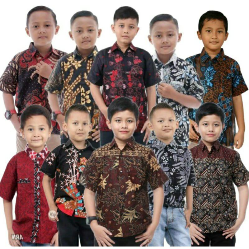 Baju batik anak lengan pendek pria usia 2 sampai 11 tahun bisa bayar ditempat cod