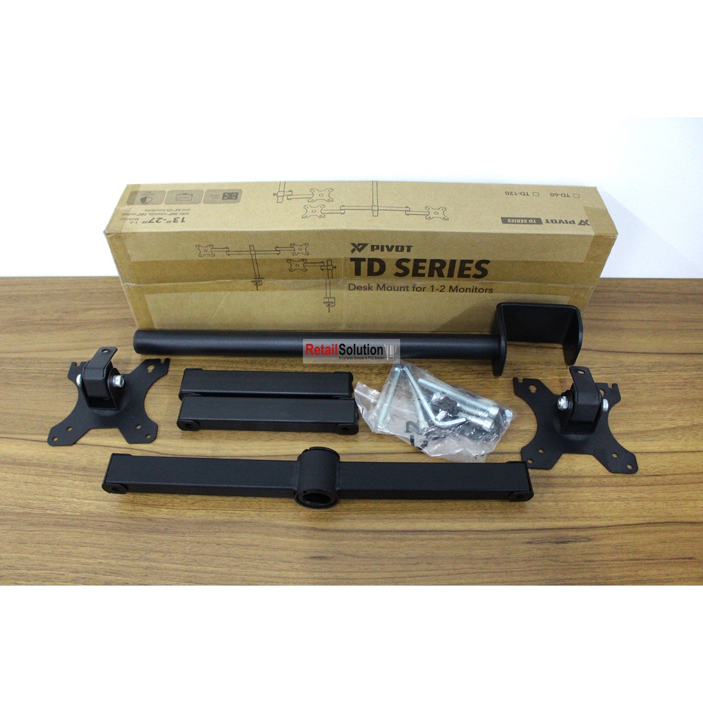 Bracket Dual Monitor TV VESA 75x75 100x100 - Pivot TD120 / TD-120