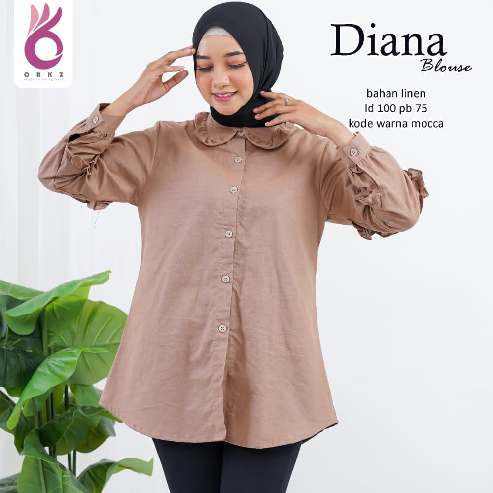 DIANA BLOUSE KATUN LINEN RAMI KEMEJA KANCING KOREAN STYLE KEKINIAN BR