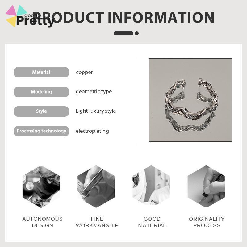 cincin Pembukaan bergelombang tidak teratur  cincin polos desain niche  cincin batu bulan yang modis dan indah - PD