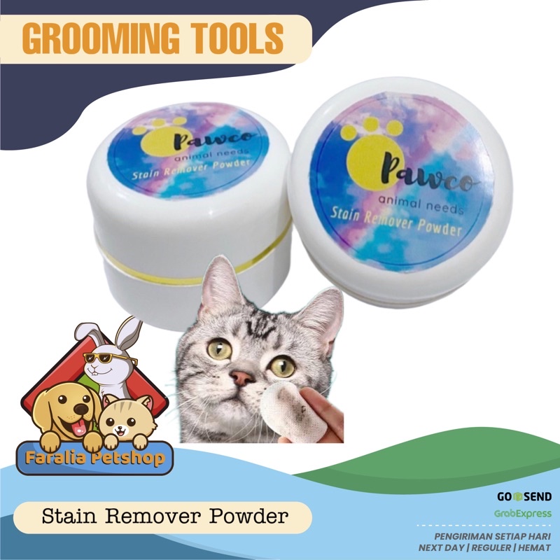 Pawco Bedak Stain Remover Kucing Anjing Pet Cat Dog Tear Grooming Powder Pembersih Bulu Alami