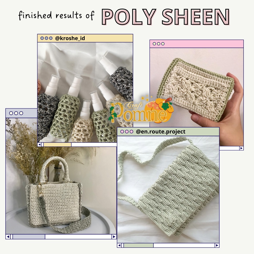 (PART 3) POLY SHEEN by Pomne Craft - PREMIUM Benang Rajut Polyester Poli Poly Kilap Poliester Yarn Benang Poly / Benang Rajut Poly Sheen (Poly Kilap) / Benang Polyester / Benang Poliester