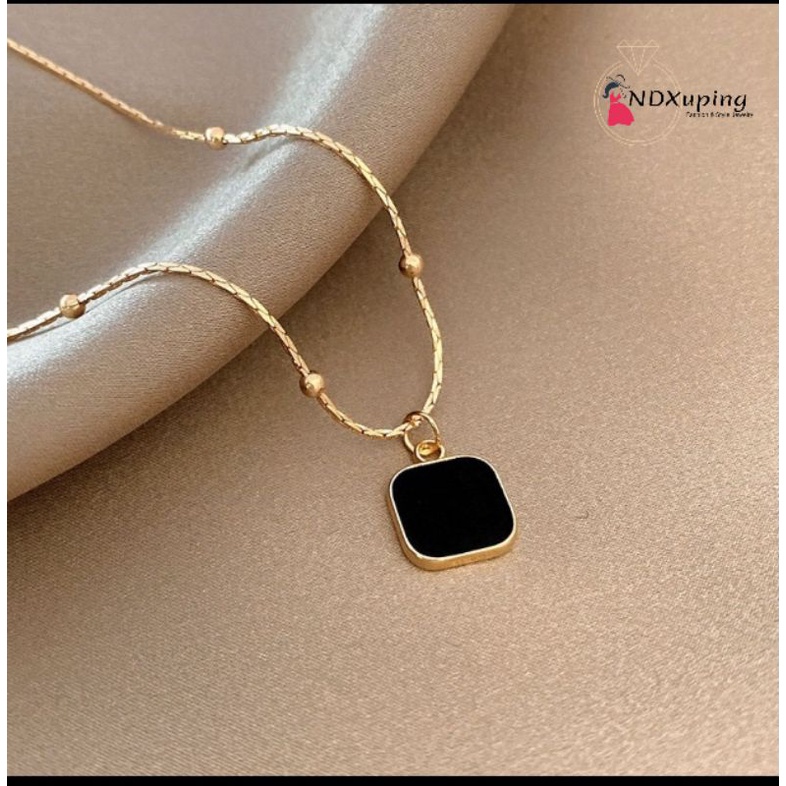 Kalung Rantai Belut Bulat Biji Lada Petak Titanium Perhiasan Cantik Dan Simple N26102201