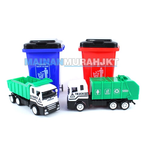 MAINAN ANAK MURAH MOBIL SET KEBERSIHAN MT52 MOBIL MOBILAN TRUCK SAMPAH DAN TEMPAT SAMPAH BESAR CAR TRUCK