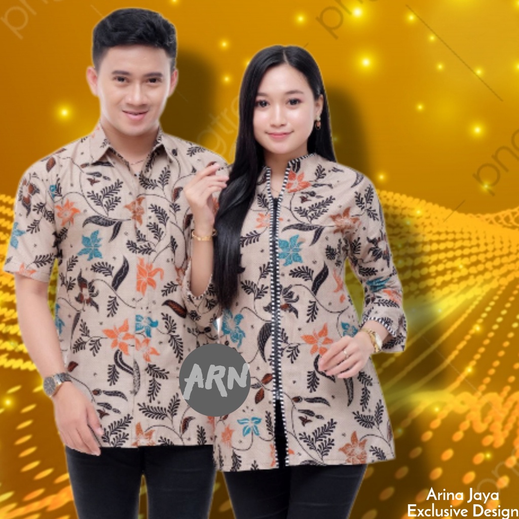 Baju Batik Blouse Couple Terbaru Atasan pria Kemeja Lengan Pendek Pakaian Wanita Bluse Kantor Baju P