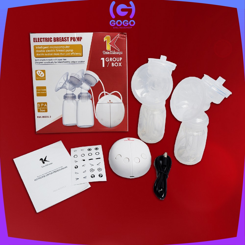 GOGO-C24 Pompa Asi Elektrik Otomatis 2 Botol Susu | Double Breast Pump Electric Automatic Breastpump