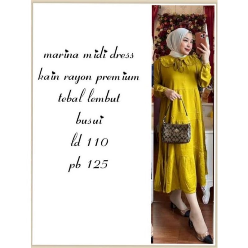Marina MIDI dres polos maxsi dress/ gamis rayon premium
