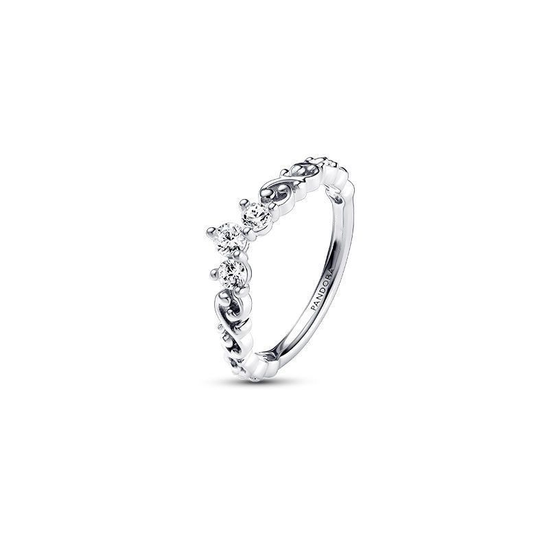 Pandora Cincin Sterling Silver 925 Desain Mahkota Hias Kristal Kubik Zirconia Mewah Berkilau Untuk Wanita
