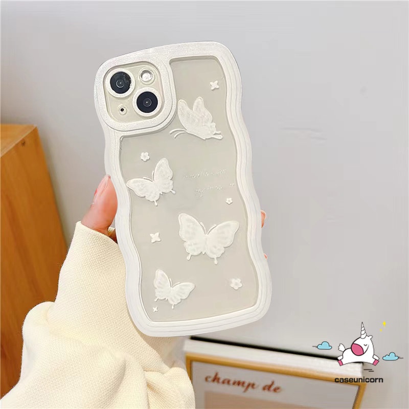 Case Oppo A17 A95 A57 A78 A15 A77s A5s A17K A7 Reno 8T 8 6 A16 A12 A55 A3s A16K A77 A1K A96 A53 A9 A5 A54 A74 A76 F9 A16E A16s A12E A52 A3 Fantasy Butterfly Soft Wavy Edge Sarung