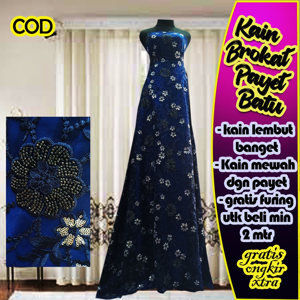 Kain brokat tile payet batu premium cord mewah bahan kain baju pengantin gamis kebaya terbaru