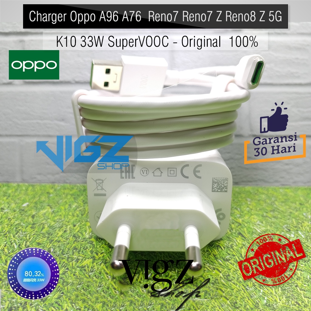 Charger Oppo Reno8 T / A95 / A96 / Reno8 / A77s / A76 / Reno7 / Reno7 Z / Reno8 Z 5G / K10 33W SuperVOOC Original