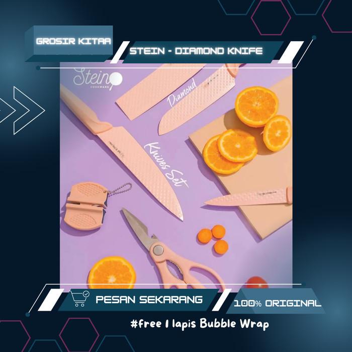 STEINCOOKWARE PISAU DIAMOND KNIVES 6 IN 1 PISAU Set Pink Steincookware