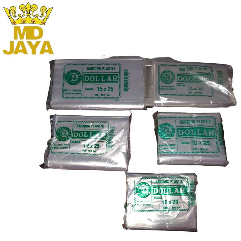 Plastik Dollar Hijau Ukuran 15x25 12x25 12x20 10x25 10x20 || MD Jaya
