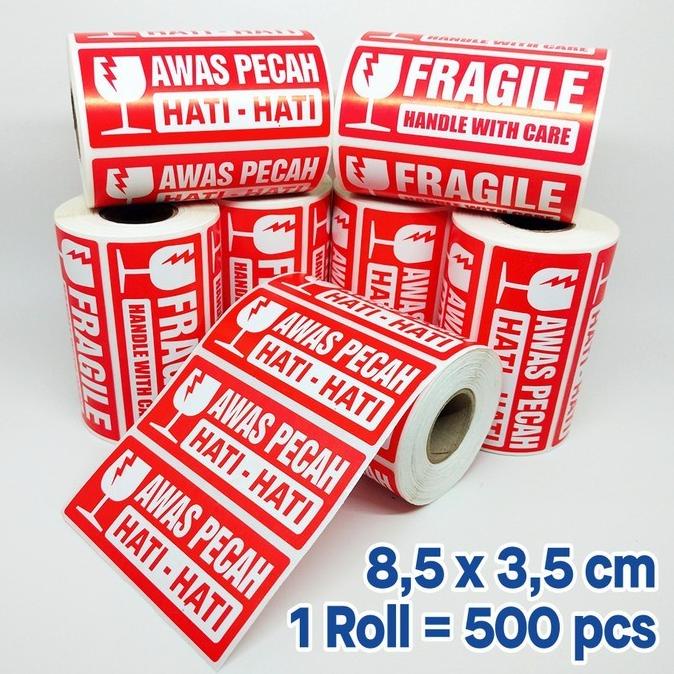 

Stiker Label Fragile Stiker Awas Pecah 8,5 x 3,5 cm (1 roll/ 500 pcs)
