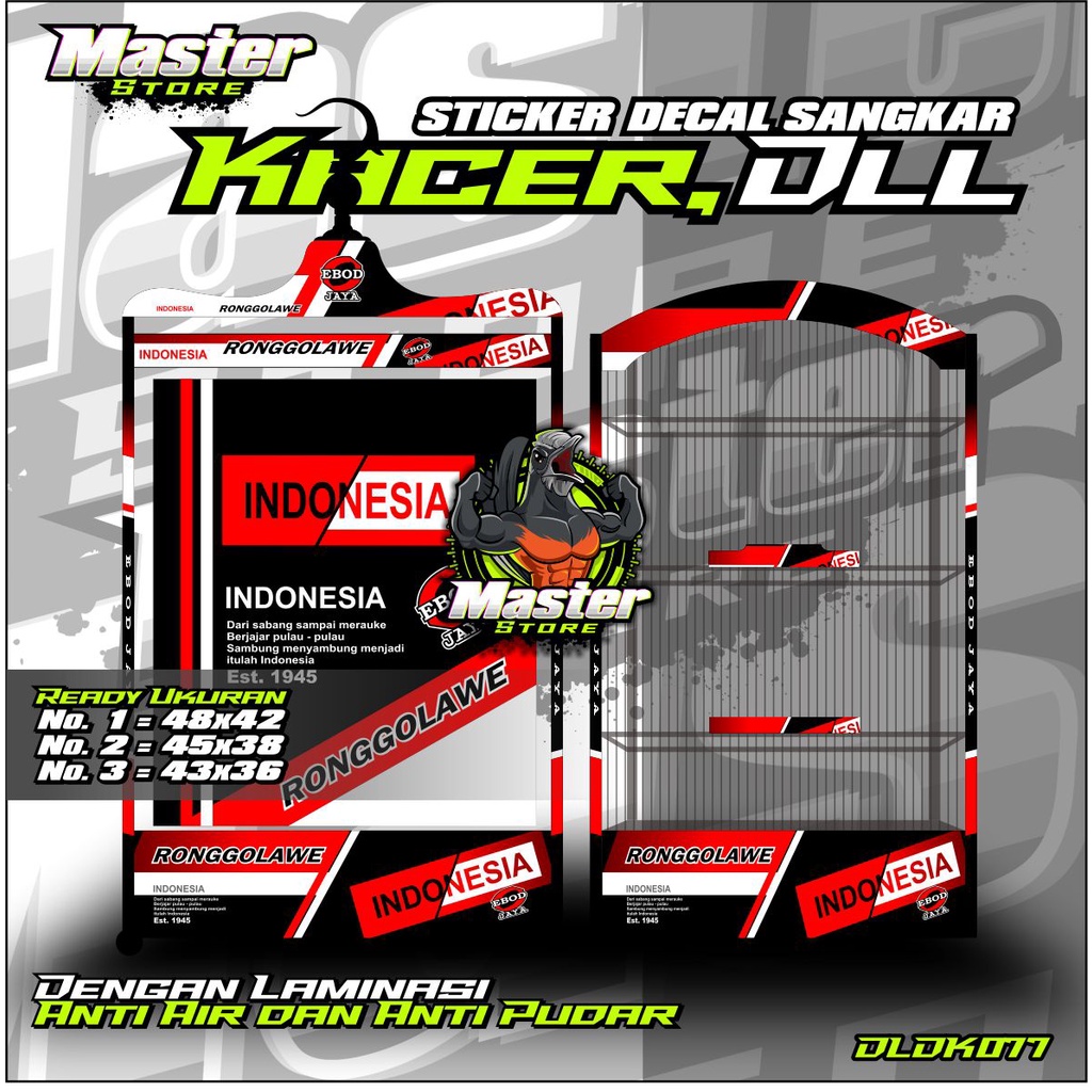 Stiker Decal Sangkar Burung Kotak Motif RONGGOLAWE Terbaru Full Laminasi Anti Gores & Anti Luntur Bi