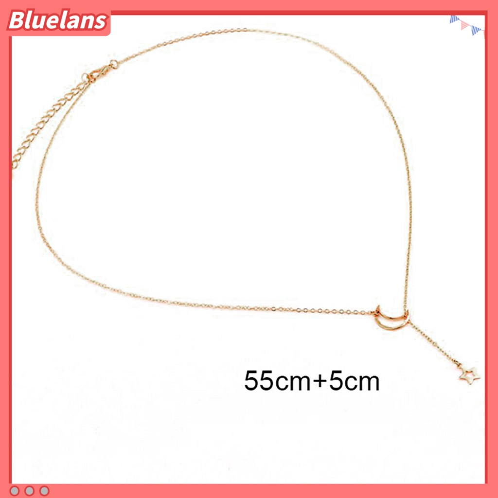 Bluelans Kalung Rantai Klavikula Bentuk Bulan Bintang Bahan Alloy Untuk Pesta